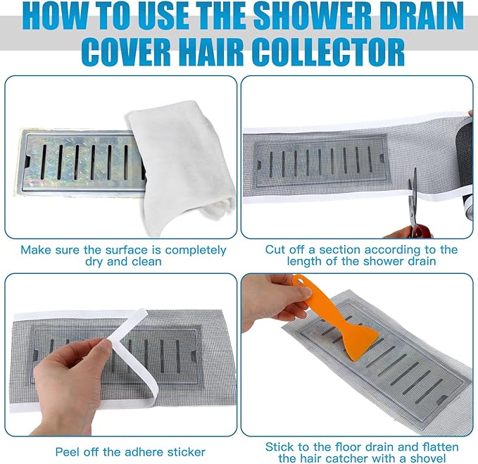 2 Pack 4 Inch x 33 ft Linear Shower Drain Hair Catcher Screen Disposable - Image 7