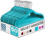 ZOBER Turquoise Velvet Hangers 50 Pack by ZOBER