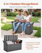 VEVOR Outdoor Storage Bench, 2-Person PE Rattan Storage Bench, 40 Gal Deck Box with Cushion & Side Handle, Supports up to 400 lbs, Weatherproof Outdoor Seating & Porch Decor for Patio Garden Balcony - Image 4
