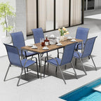 TLSUNNY Patio Chairs, Stackable Textilene Outdoor Dining Furniture for All Weather, with 17.7″ Wide Seat & Metal Frame, for Garden, Backyard, Deck, Restaurant, Poolside (6, Navy Blue, 26.4″) - Image 2