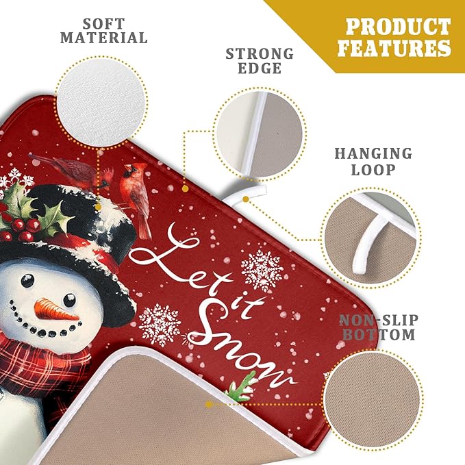 Winter Snowflake Red Dish Drying Mat - Image 4
