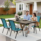 JEAREY Patio Dining Chairs Set of 4, Outdoor Stackable Dining Furniture Set, All Weather Dining Set for Lawn, Garden, Backyard, Poolside, Peacock Blue - Image 6