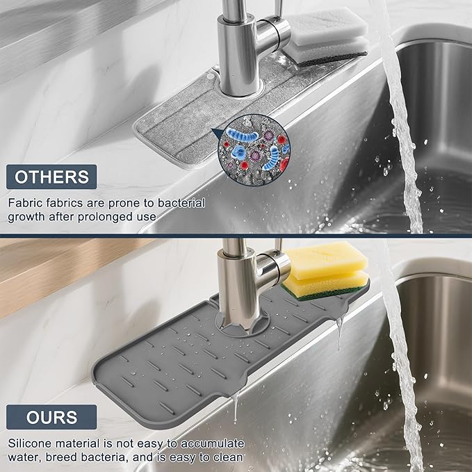 Kitchen Faucet Sink Splash Guard, Silicone Water Catcher Mat – Sink Draining - Image 4