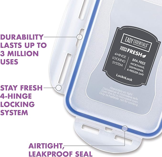 LOCK & LOCK Easy Essentials Food Storage Container Set, 4-Piece -Clear - Image 6