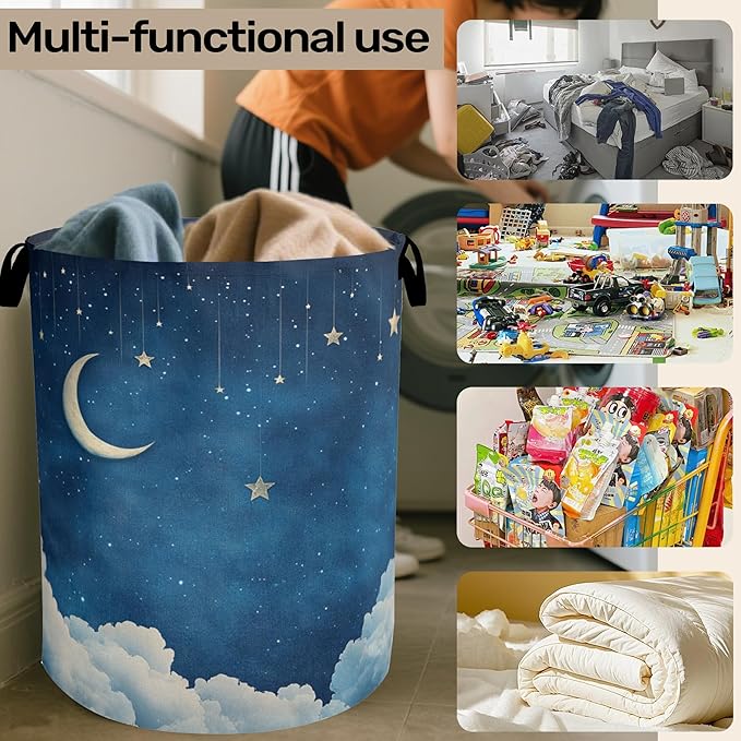 Starry Stars Moon Laundry Basket - Image 6