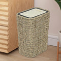Boho Trash Can with Lid, 3 Gallon Small Rattan Trash Can with Press Top Lid by Trongee