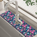 Modern Blue and Pink Floral Sink Faucet Absorbing Mat Sink Splash Guard Faucet by Unknown