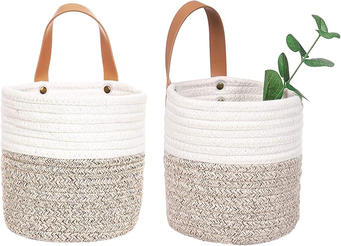 2pack Small Hanging Basket-Cotton Rope Wall Basket by RUIZHIXUAN