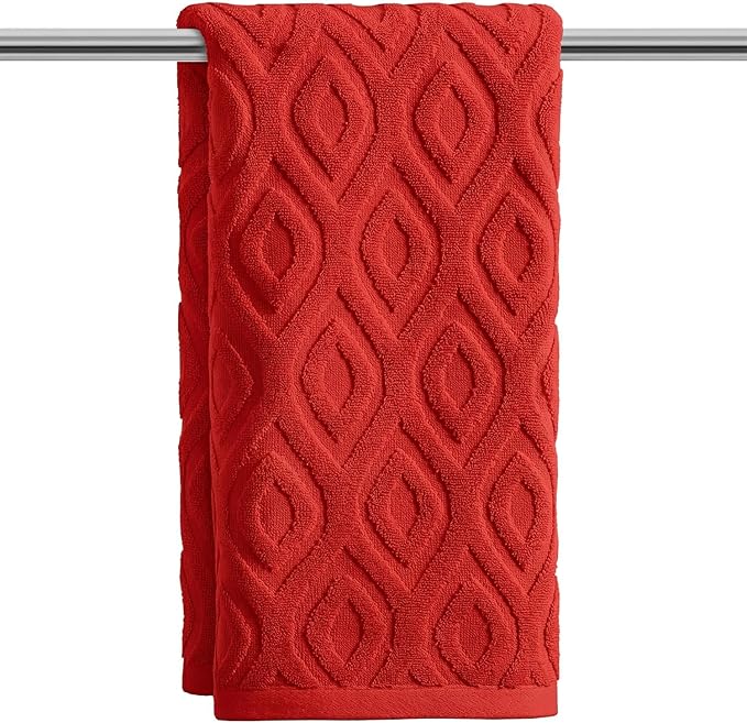 Artoid Mode 1 Pc Red 3D Diamond Grid Jacquard Hand Towels by ArtoidMode
