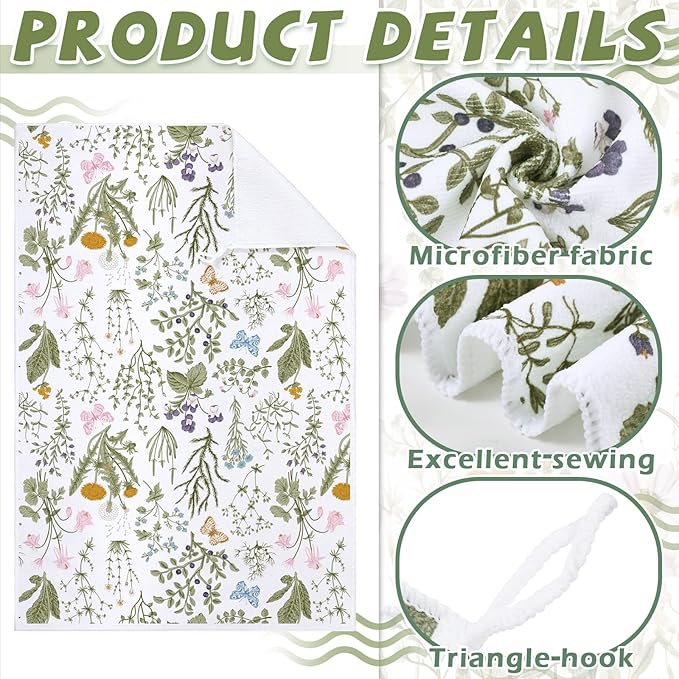 Bencailor 4 Pcs Wild Flower Kitchen Towels Wildflower Floral Hand Dish Towels - Image 5