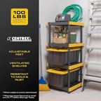 BLACK & YELLOW 4-Tier Heavy Duty Plastic Storage Shelves that Support up to 100lbs/shelf, Organization and Storage, Weather-Resistant Design, Easy Assembly, Made in The USA (55H x 24W x 20D) - Image 4