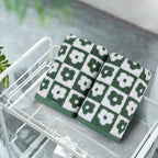 Jacquotha Cotton Hand Towels Green Checkered Floral - Image 2