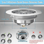 3-in-1 Kitchen Sink Drain Strainer & Stopper, Stainless Steel Food Catcher Plug - Image 6