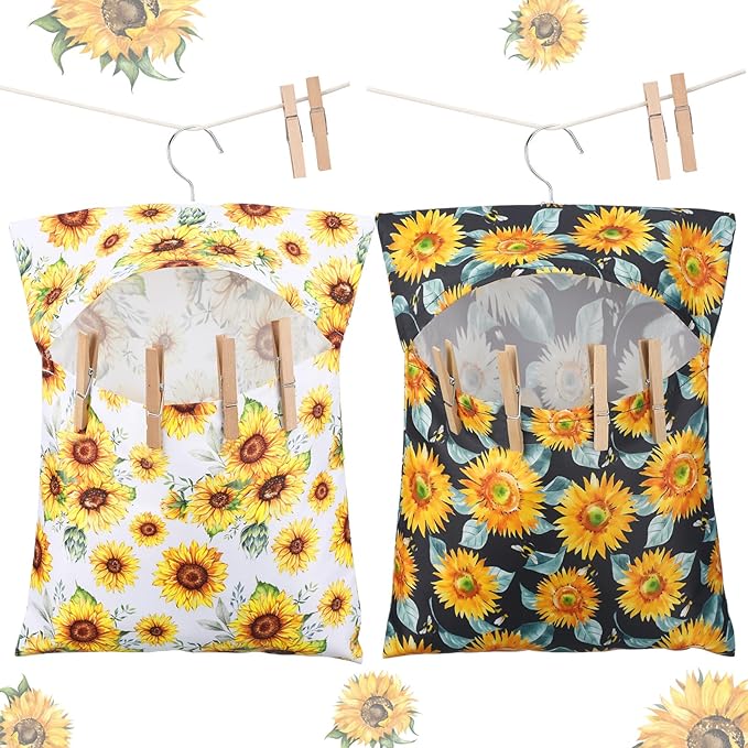 2 Pcs Clothespin Bag with Hanging Hook Waterproof Laundry 13" x 12" Clothes Pin by Ribbonlic