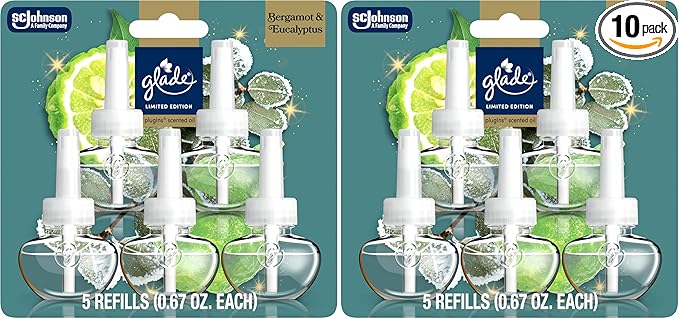 Glade PlugIns Refills Air Freshener, Bergamot & Eucalyptus, Scented and by Glade