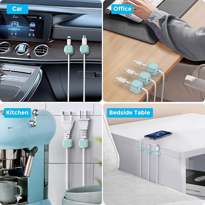 AhaStyle Magnetic Cable Organizer 6 Pack Cord Cable Holders Clips Strong - Image 7