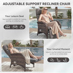 Zero Gravity Wicker Patio Recliner Chair - Wicker Outdoor Lounge Chair with Adjustable Backrest & Footrest, All Weather Outdoor Reclining Chairs with Thick Cushion for Pool Deck Gray - Image 5