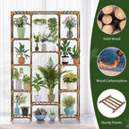 Uneedem Tall Indoor Outdoor Plant Stand - Large 12 Tier Plant Rack with Wooden Shelves for Room, Balcony, Garden, Patio - Image 3