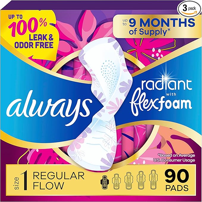 Always Radiant Feminine Pads for Women, Flexfoam Pads by Always