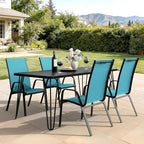 JEAREY Patio Dining Chairs Set of 4, Outdoor Stackable Dining Furniture Set, All Weather Dining Set for Lawn, Garden, Backyard, Poolside, Peacock Blue - Image 8
