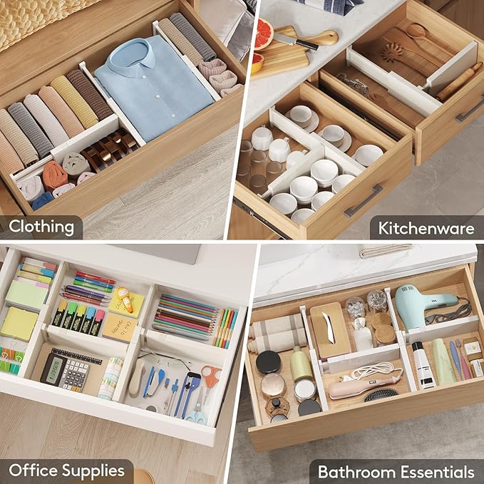 Lifewit 4 Pack 4" High Drawer Dividers 28-43.5cm/11-17" Adjustable Drawer - Image 7