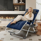 VINGLI 29" Padded Zero Gravity Chair, Lounge Chair with Removable Cushion & Tray， Folding Reclining Patio Chairs， Recliner Chair for Lawn，Indoor Outdoor-Blue - Image 2