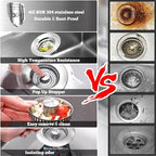 Upgraded 3 in 1 Kitchen Sink Drain Strainer Stopper, Brushed Stainless Steel - Image 3
