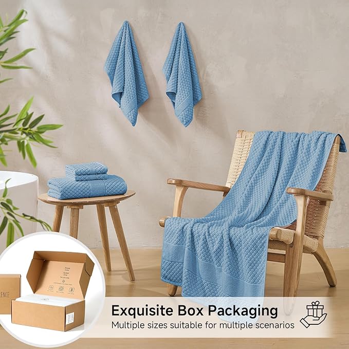 Simple&Opulence 6 Piece Luxury Towel Set, 100% Cotton Bathroom Towels - Image 6