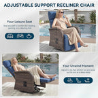 Zero Gravity Patio Swivel Rocking Recliner Chair - Wicker Outdoor Lounge Chair with Adjustable Backrest & Footrest, All Weather Reclining Rocker Chairs with Thick Cushion for Pool Deck Blue - Image 5
