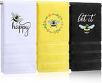 Bee Hand Towels Farmhouse Summer Yellow Bathroom Decor 14x29 Inch Embroidered by Tingjoo