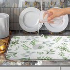 Summer Sage Green Leaves Dish Drying Mat Spring Eucalyptus Leaf Kitchen Dish - Image 4