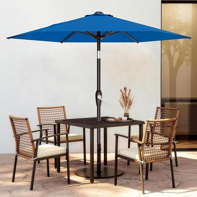 AreShark 7.5FT Patio Umbrella Table Market Umbrella with 6 Sturdy Ribs, Button Tilt/Crank Heavy-Duty Round Outdoor Umbrellas for Garden, Deck, Backyard,and Pool, Royal Blue - Image 2