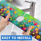 Abstract Blue and Red Flowers Dish Drying Mat - Image 6