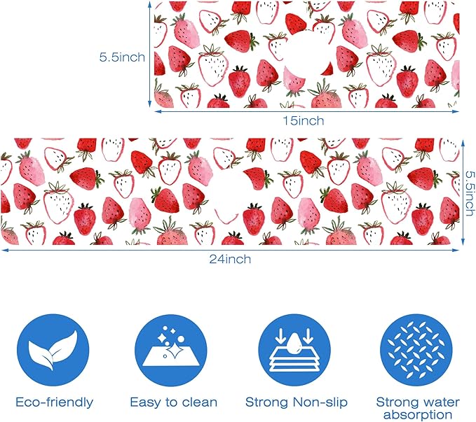 Watercolor Strawberry Kitchen Sink Splash Guard Absorbent Fast Drying Mat - Image 3