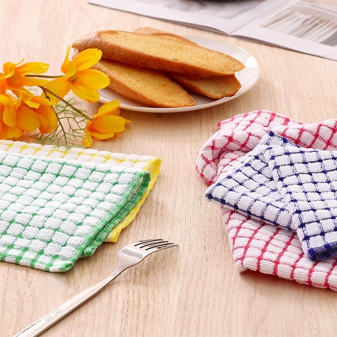 Kitinjoy Cotton 12 Pack Terry Kitchen Dish Cloths, 12 x 12 Inches Super Soft - Image 8
