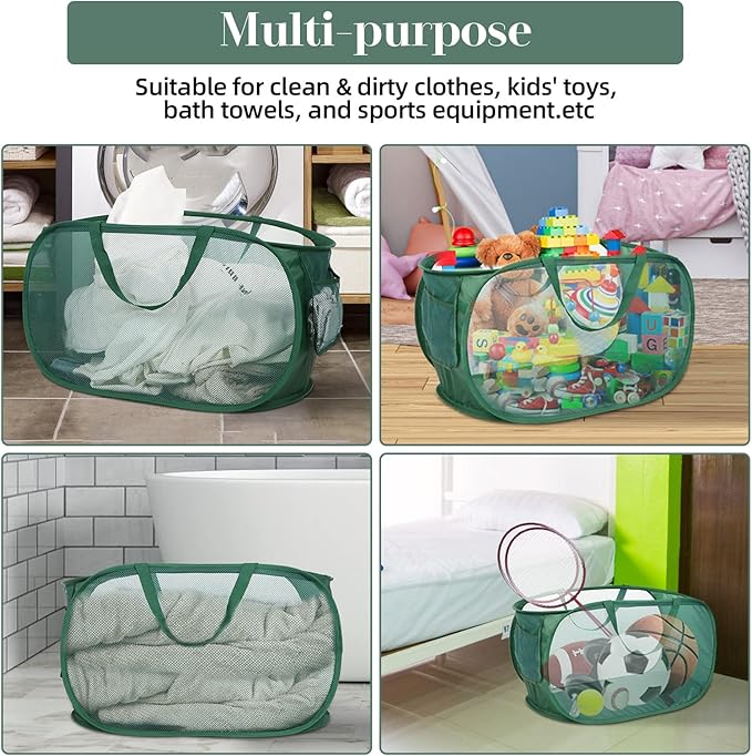 4 Pack Durable Collapsible Laundry Baskets, Mesh Foldable Laundry Basket - Image 7