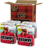 Brawny Tear-A-Square 3-Ply Paper Towels, 12 XL Family Rolls = 30 Regular Rolls - Image 2