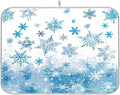 Winter Snowflake Blue Dish Drying Mat by Wamika