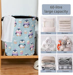 Cute Penguin Laundry Basket, Snowflake Cake Foldable Oxford Cloth Tote Bag - Image 6