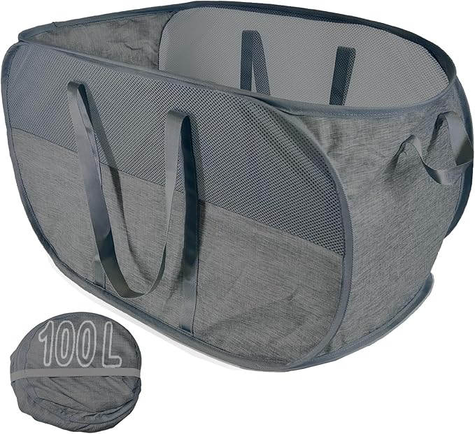 Upgraded 100L Collapsible Laundry Basket, Extra Large Mesh Pop Up Laundry Hamper by NairSnow