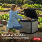 Keter Denali 30 Gallon Resin Outdoor Storage Box and Patio Furniture Side Table for Pool and Garden Accessories, Grey & Black - Image 2