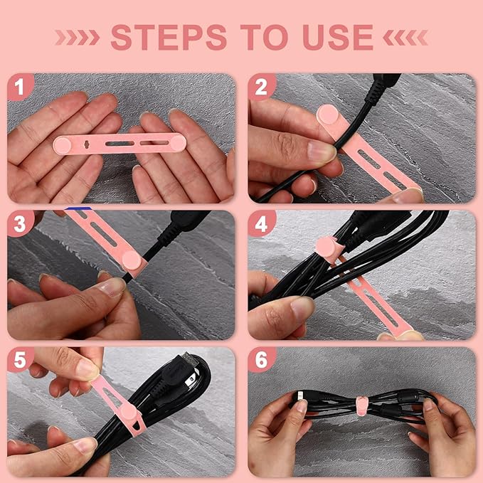 42 Pcs Silicone Cable Ties Reusable Cord Organizer Adjustable Data Cable Wraps - Image 6