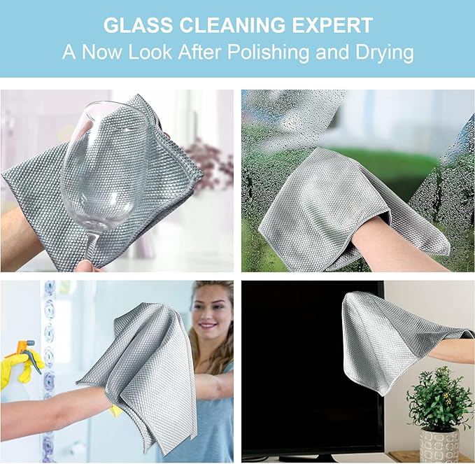 Niveaya Microfiber Glass Cleaning Cloth, Stainless Steel Windshield Shower - Image 4