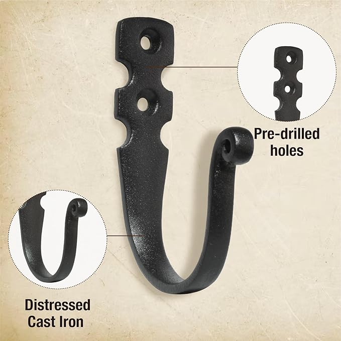 Cast Iron Wall Hooks Handmade Blacksmith - Image 5