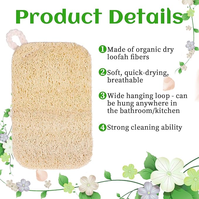 10 PCS Natural Sponges for Dishes, Loofah Dish Sponge for Kitchen Compostable - Image 3
