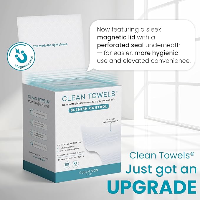 Clean Skin Club Blemish Control Clean Towels® XL, Compostable Face Towels - Image 7