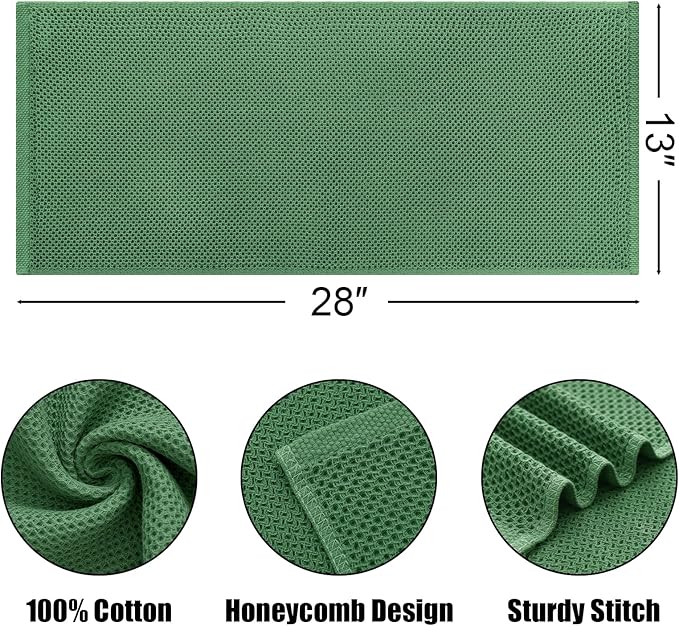 Kitinjoy 100% Cotton Waffle Weave Kitchen Hand Towels - Image 2