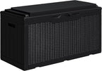 Greesum 100 Gallon Resin Deck Box Large Outdoor Storage with Cushions for Patio Furniture, Garden Tools, Pool Supplies, Weatherproof and UV Resistant, Lockable, Black by BuynowfromGreesum