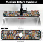 2 Pcs Kitchen Sink Splash Guard Faucet Mats Colored Bohemian Tiles Pattern - Image 2