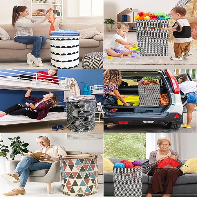 Waterproof Laundry Hamper Collapsible Laundry Basket Leather Handle Laundry Bag - Image 7